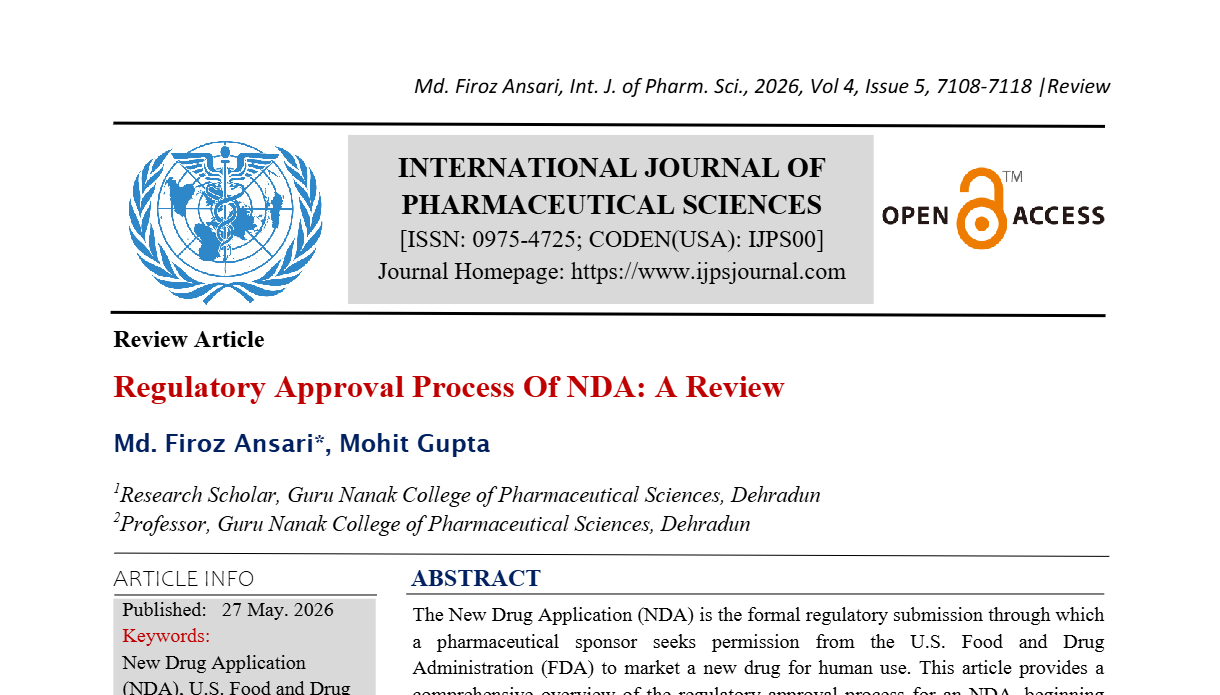 Regulatory Approval Process Of NDA: A Review