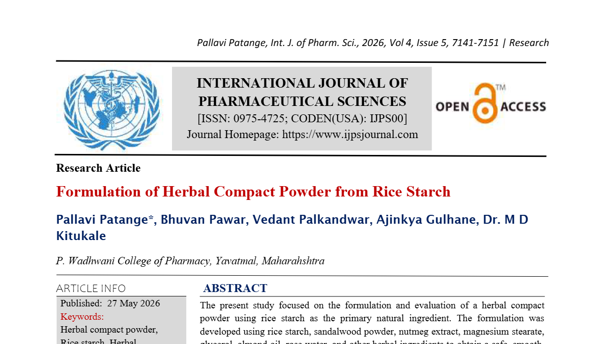 Formulation of Herbal Compact Powder from Rice Starch