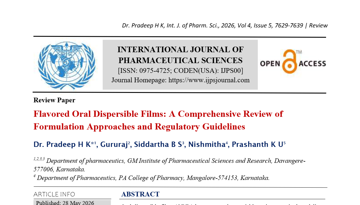 Flavored Oral Dispersible Films: A Comprehensive Review of Formulation Approaches and Regulatory Guidelines