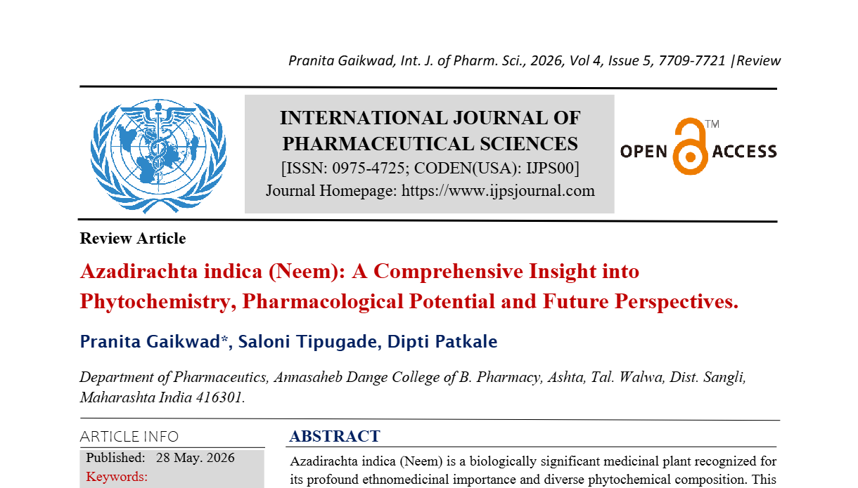 Azadirachta indica (Neem): A Comprehensive Insight into Phytochemistry, Pharmacological Potential and Future Perspectives.