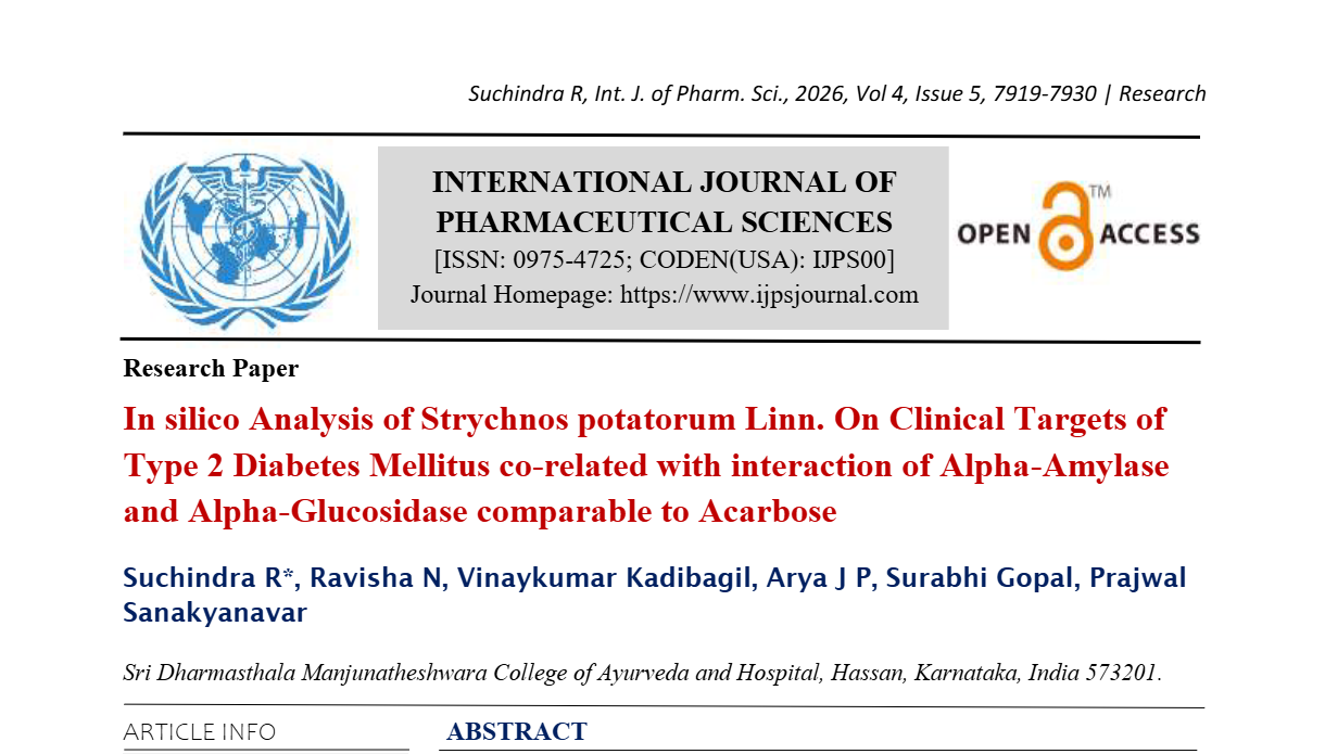 In silico Analysis of Strychnos potatorum Linn. On Clinical Targets of Type 2 Diabetes Mellitus co-related with interaction of Alpha-Amylase And Alpha-Glucosidase comparable to Acarbose