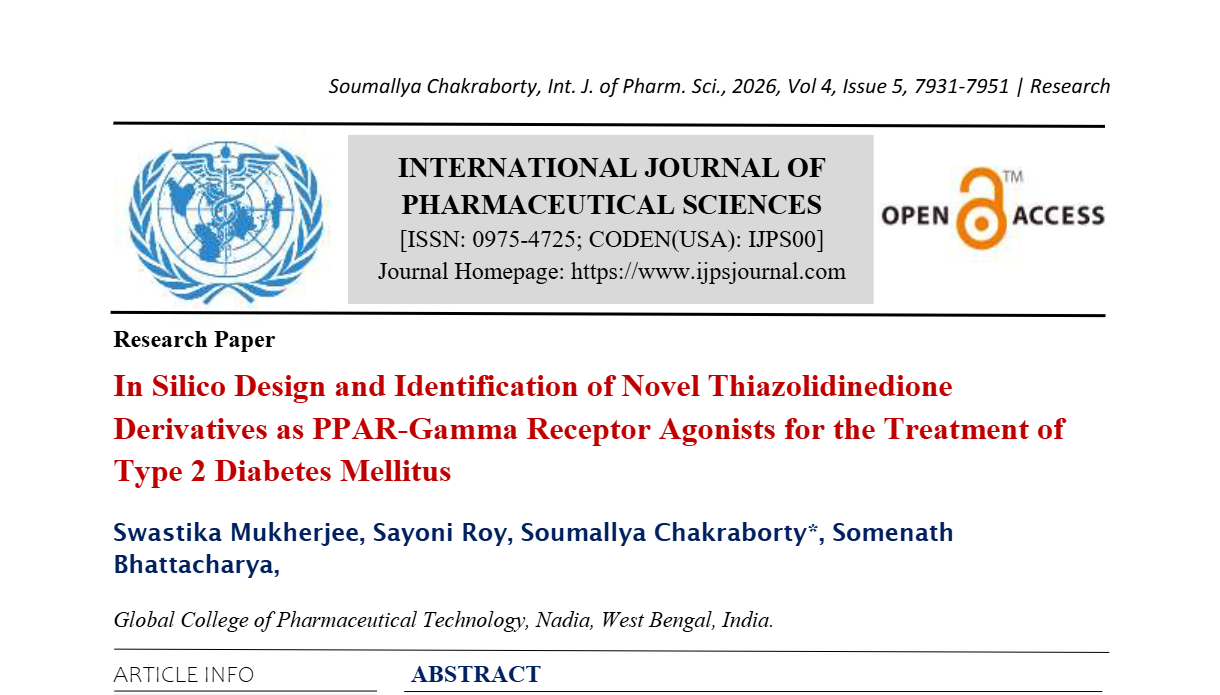 In Silico Design and Identification of Novel Thiazolidinedione Derivatives as PPAR-Gamma Receptor Agonists for the Treatment of Type 2 Diabetes Mellitus