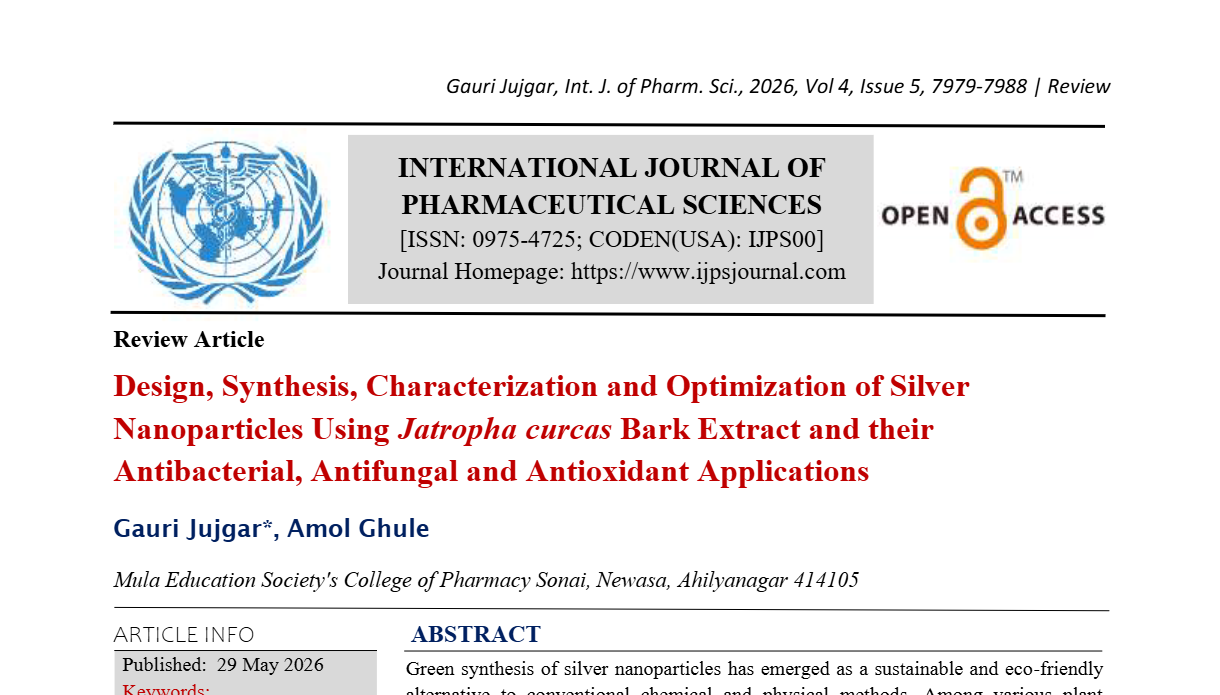 Design, Synthesis, Characterization and Optimization of Silver Nanoparticles Using Jatropha curcas Bark Extract and their Antibacterial, Antifungal and Antioxidant Applications