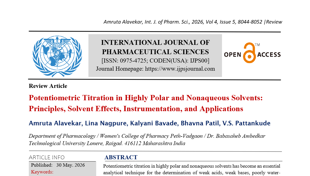 Potentiometric Titration in Highly Polar and Nonaqueous Solvents: Principles, Solvent Effects, Instrumentation, and Applications.
