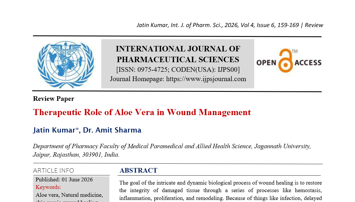 Therapeutic Role of Aloe Vera in Wound Management 