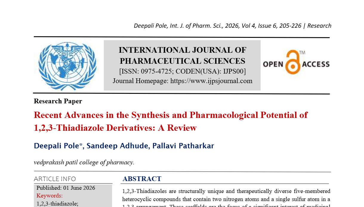 Recent Advances in the Synthesis and Pharmacological Potential of 1,2,3-Thiadiazole Derivatives: A Review