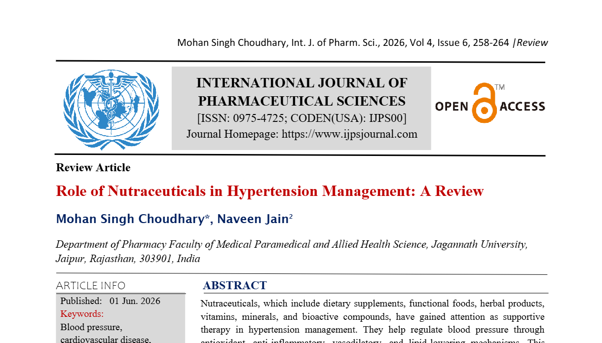 Role of Nutraceuticals in Hypertension Management: A Review