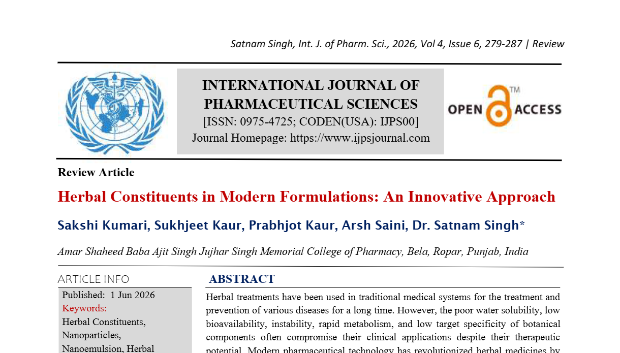 Herbal Constituents in Modern Formulations: An Innovative Approach