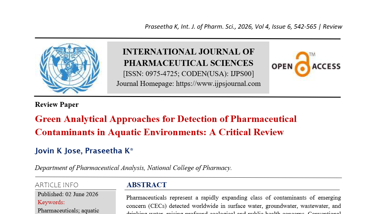 Green Analytical Approaches for Detection of Pharmaceutical Contaminants in Aquatic Environments: A Critical Review