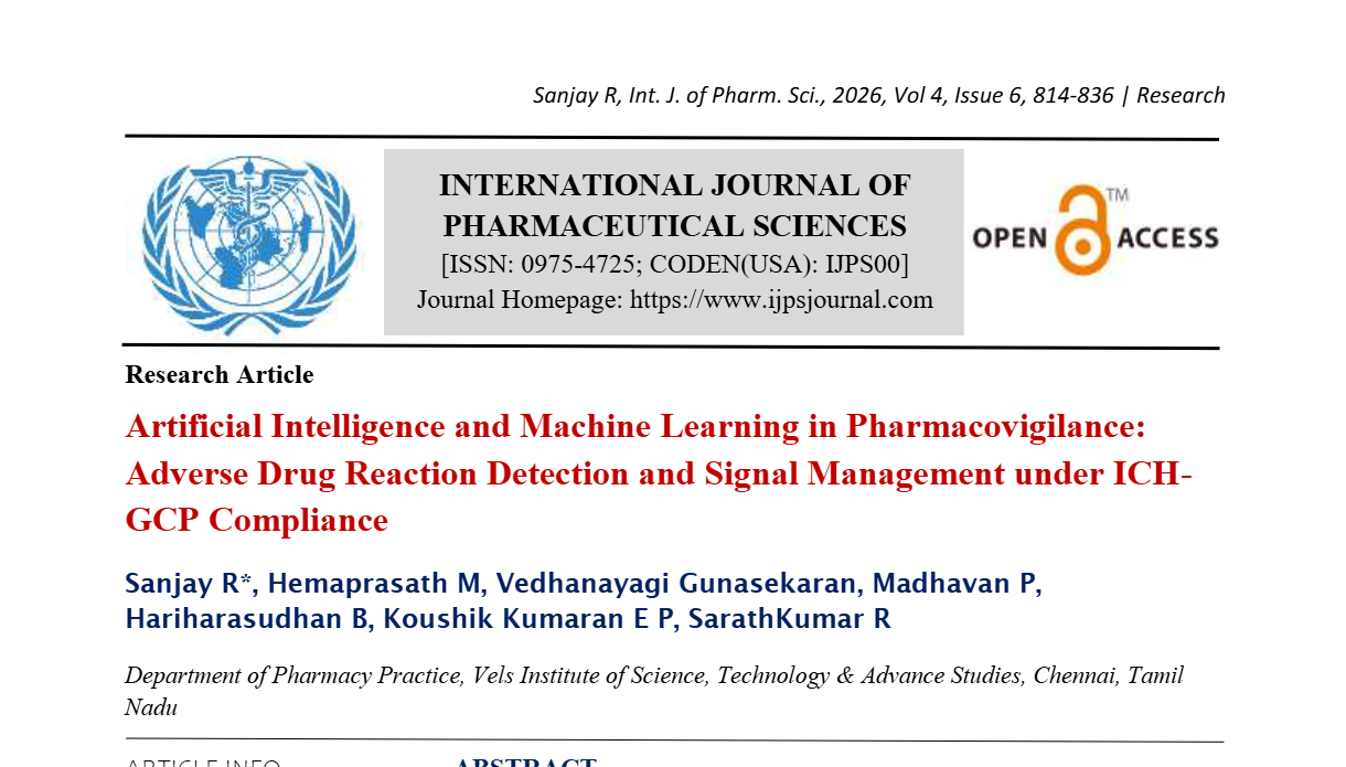 Artificial Intelligence and Machine Learning in Pharmacovigilance: Adverse Drug Reaction Detection and Signal Management under ICH-GCP Compliance