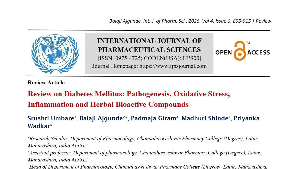Review On Diabetes Mellitus: Pathogenesis, Oxidative Stress, Inflammation And Herbal Bioactive Compounds