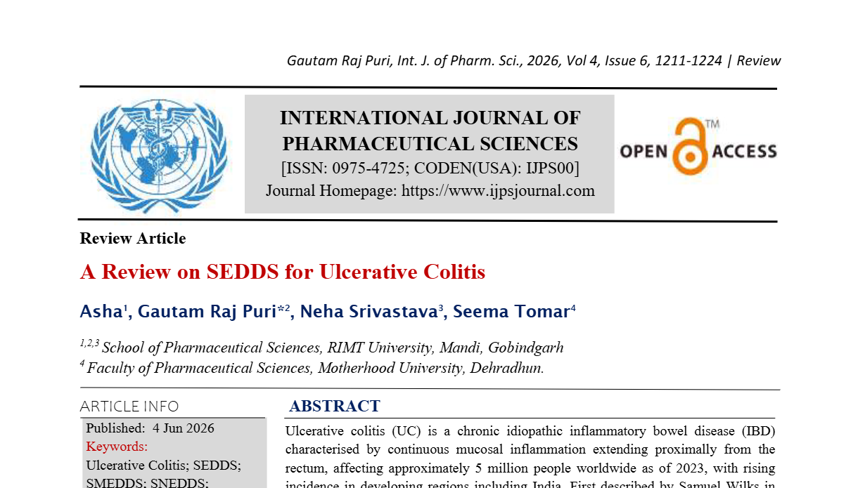 A Review on SEDDS for Ulcerative Colitis