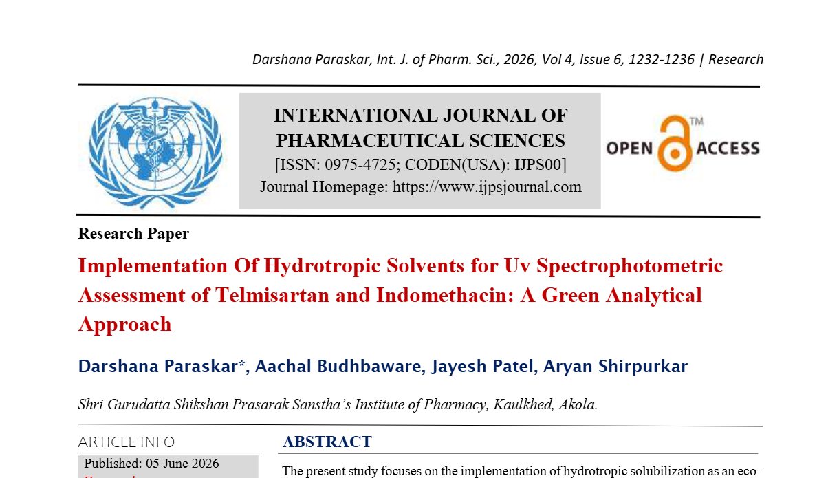 Implementation Of Hydrotropic Solvents for Uv Spectrophotometric Assessment of Telmisartan and Indomethacin: A Green Analytical Approach