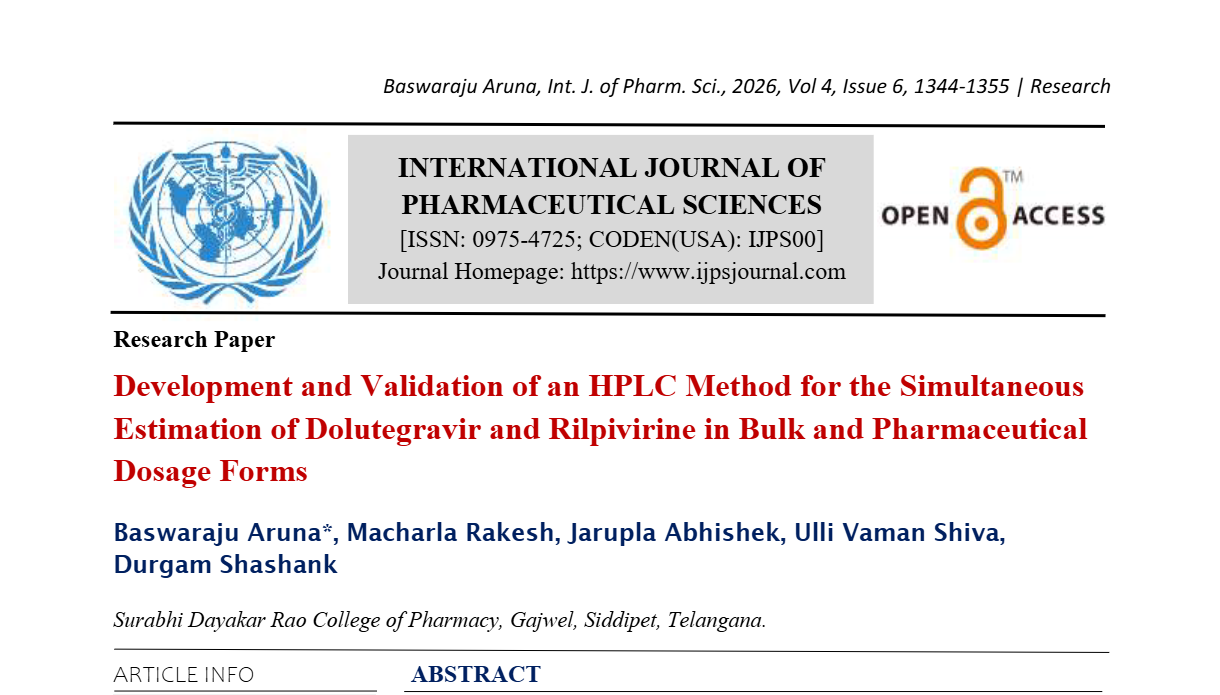 Development and Validation of an HPLC Method for the Simultaneous Estimation of Dolutegravir and Rilpivirine in Bulk and Pharmaceutical Dosage Forms