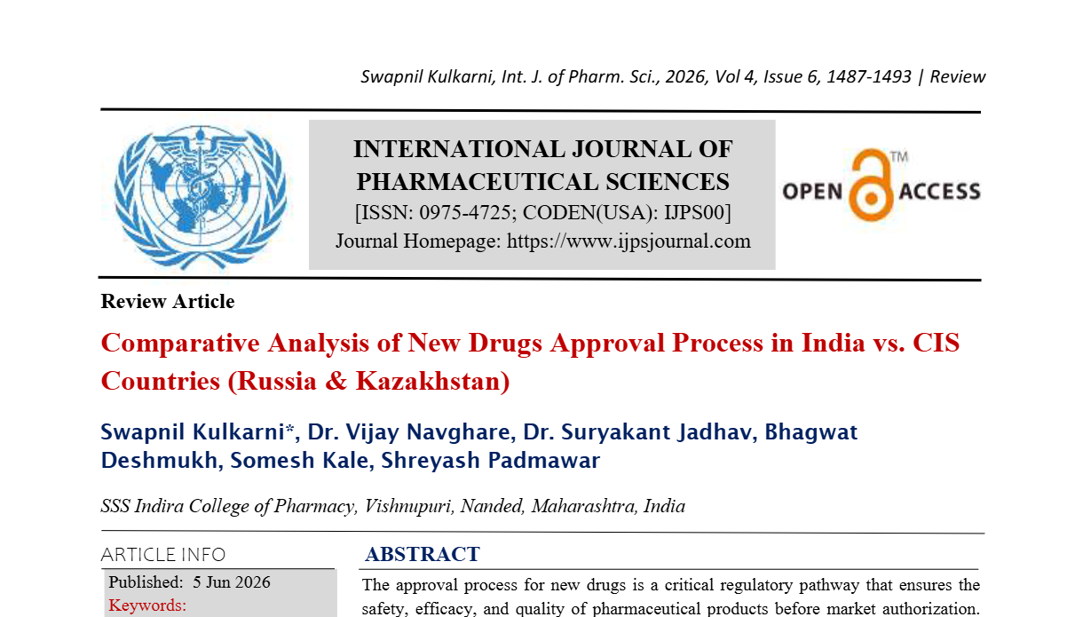 Comparative Analysis of New Drugs Approval Process in India vs. CIS Countries (Russia & Kazakhstan)