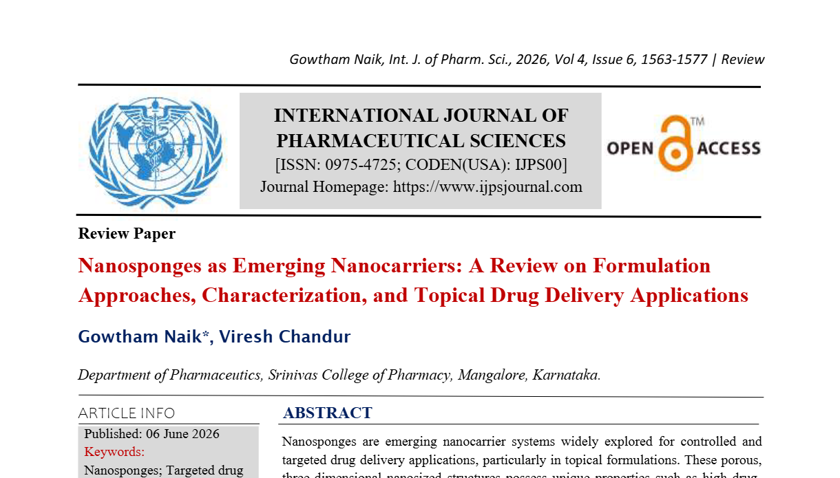 Nanosponges as Emerging Nanocarriers: A Review on Formulation Approaches, Characterization, and Topical Drug Delivery Applications