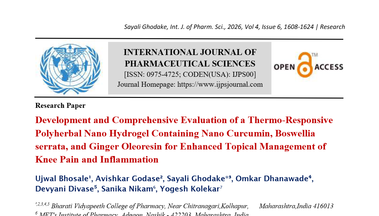 Development and Comprehensive Evaluation of a Thermo-Responsive Polyherbal Nano Hydrogel Containing Nano Curcumin, Boswellia serrata, and Ginger Oleoresin for Enhanced Topical Management of Knee Pain and Inflammation