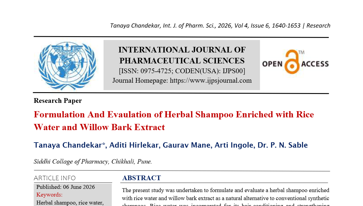 Formulation And Evaulation Of Herbal Shampoo Enriched With Rice Water And Willow Bark Extract