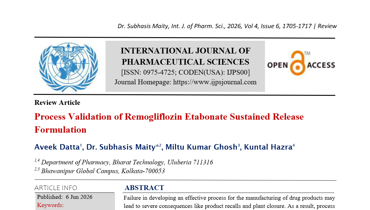 Process Validation of Remogliflozin Etabonate Sustained Release Formulation