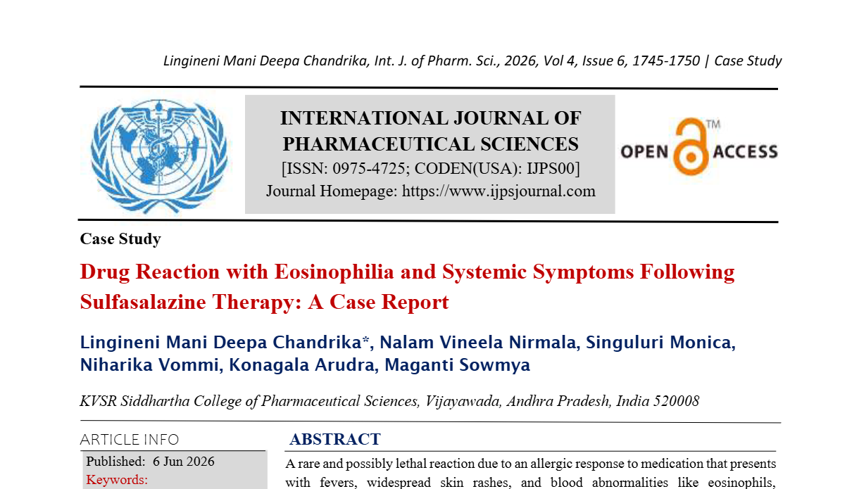 Drug Reaction with Eosinophilia and Systemic Symptoms Following Sulfasalazine Therapy: A Case Report