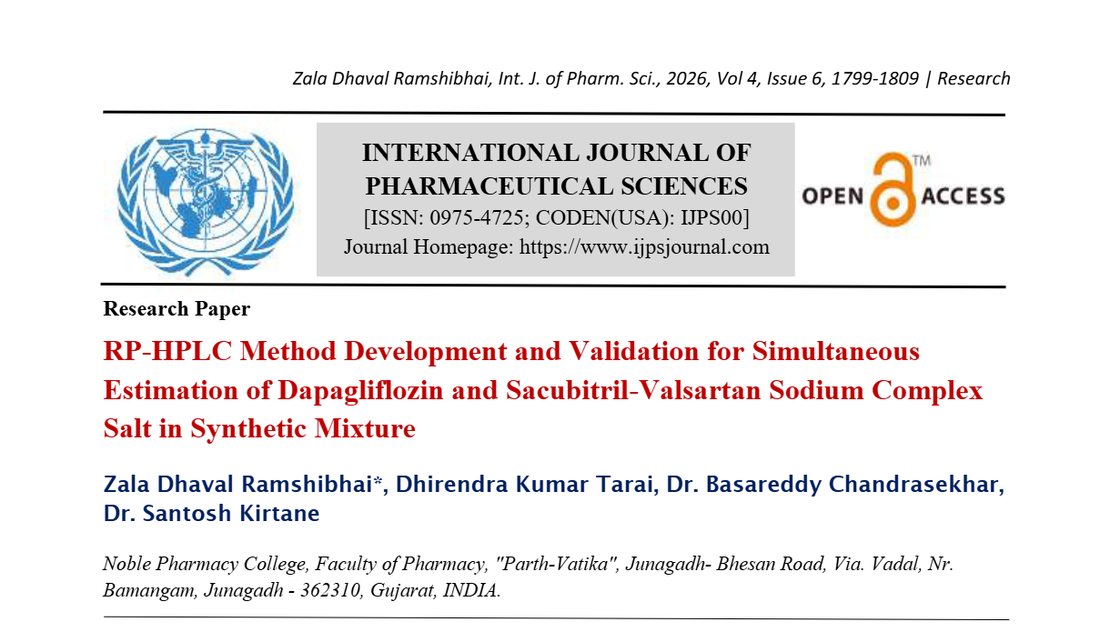 RP-HPLC Method Development and Validation for Simultaneous Estimation of Dapagliflozin and Sacubitril-Valsartan Sodium Complex Salt in Synthetic Mixture