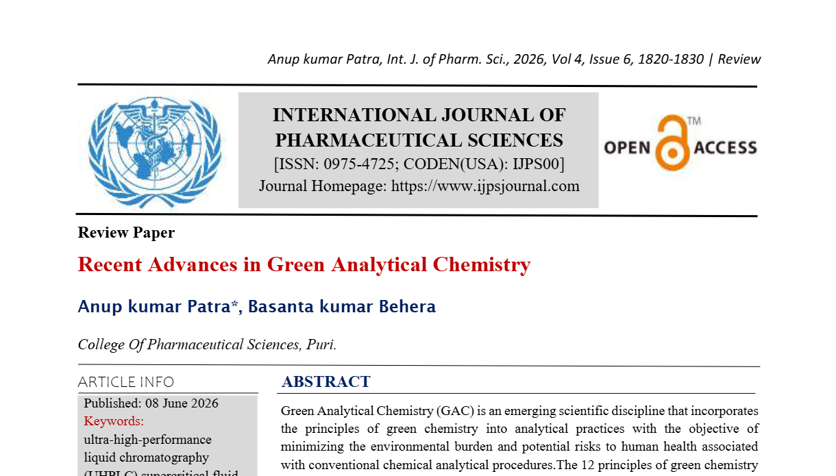 Recent Advances in Green Analytical Chemistry