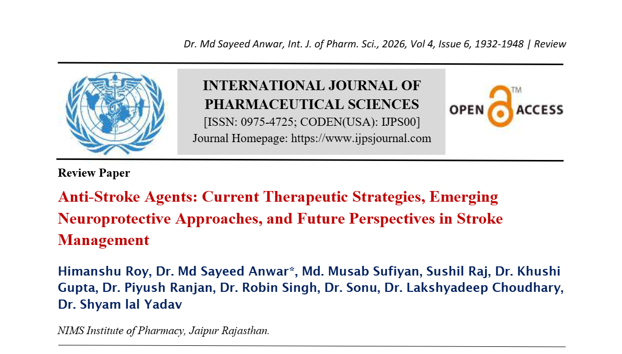 Anti-Stroke Agents: Current Therapeutic Strategies, Emerging Neuroprotective Approaches, and Future Perspectives in Stroke Management