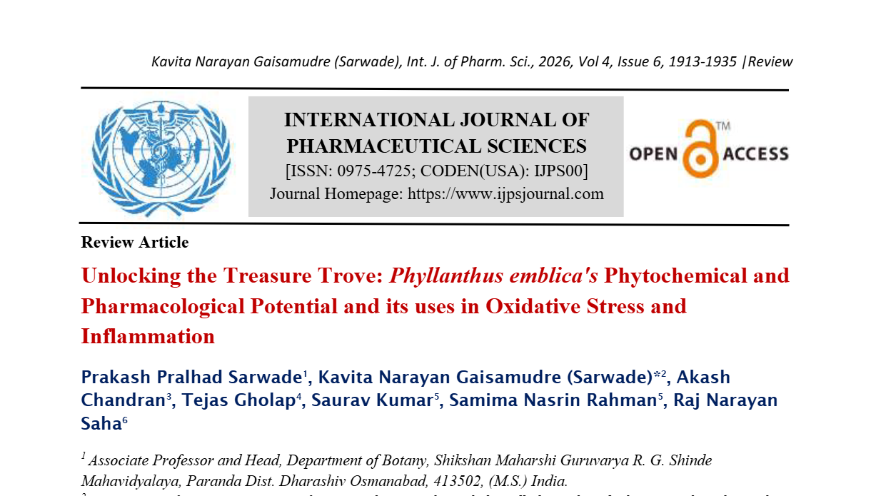 Unlocking the Treasure Trove: Phyllanthus emblica's Phytochemical and Pharmacological Potential and its uses in Oxidative Stress and Inflammation
