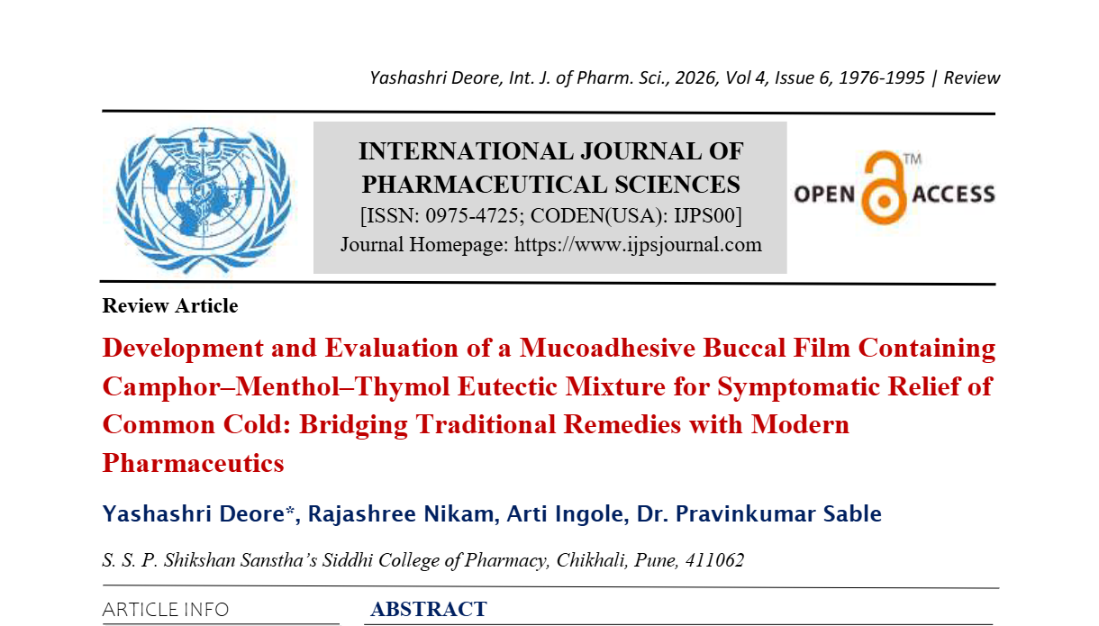 Development and Evaluation of a Mucoadhesive Buccal Film Containing Camphor–Menthol–Thymol Eutectic Mixture for Symptomatic Relief of Common Cold: Bridging Traditional Remedies with Modern Pharmaceutics  