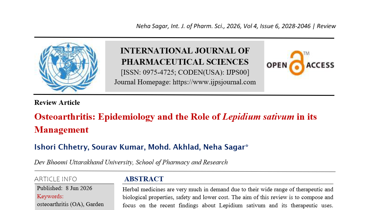 Osteoarthritis: Epidemiology and the Role of Lepidium sativum in its Management