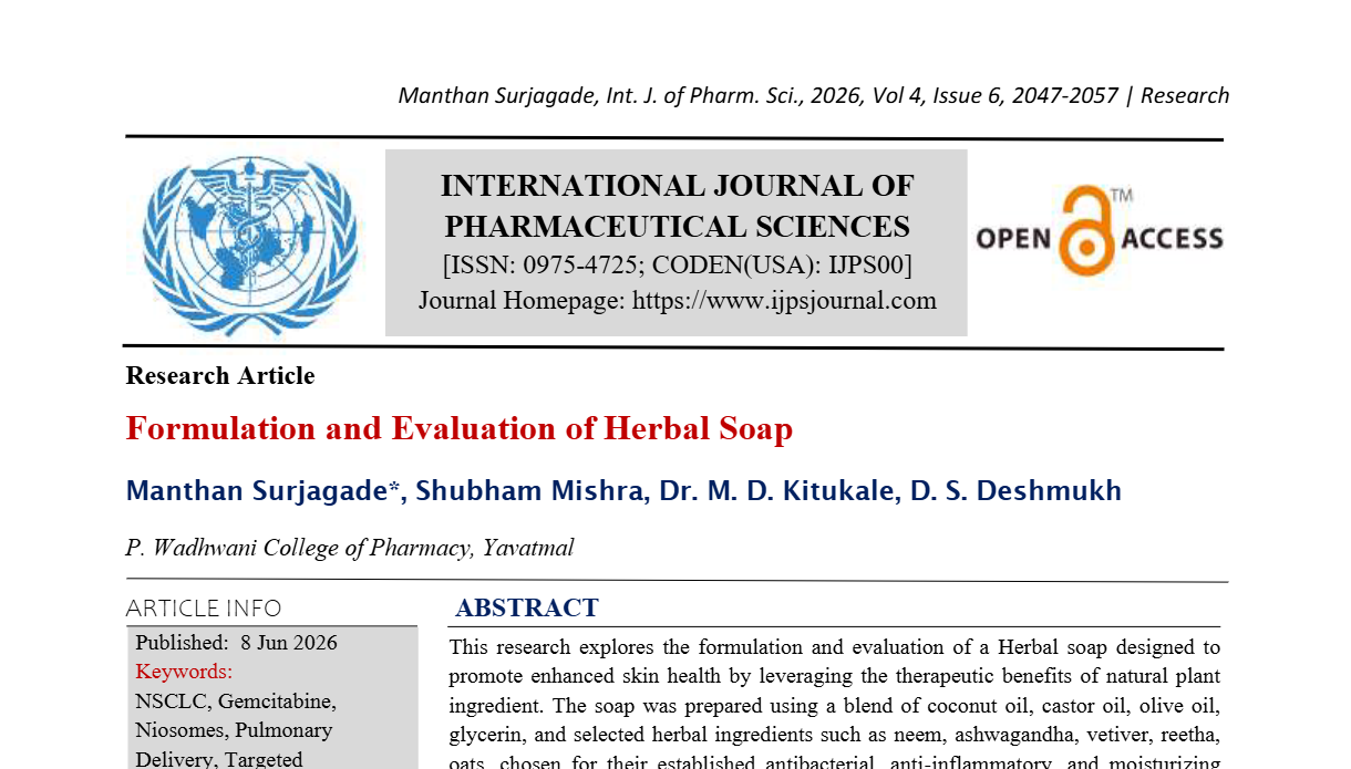 Formulation and Evaluation of Herbal Soap  