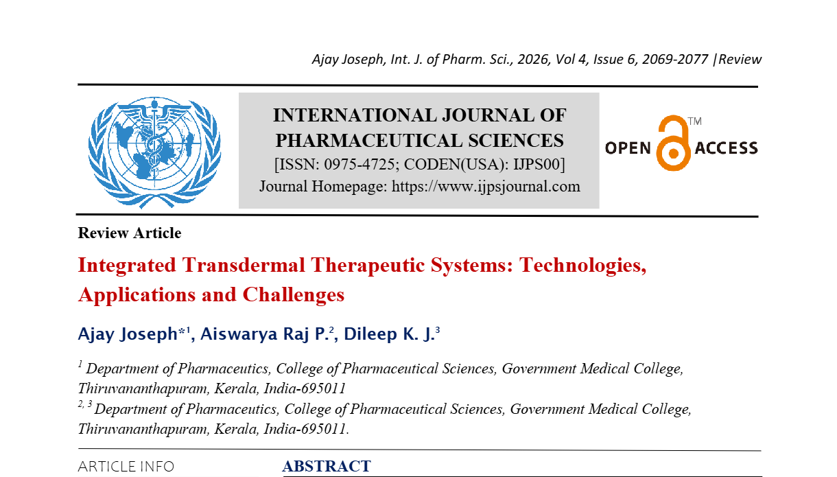 Integrated Transdermal Therapeutic Systems: Technologies, Applications and Challenges