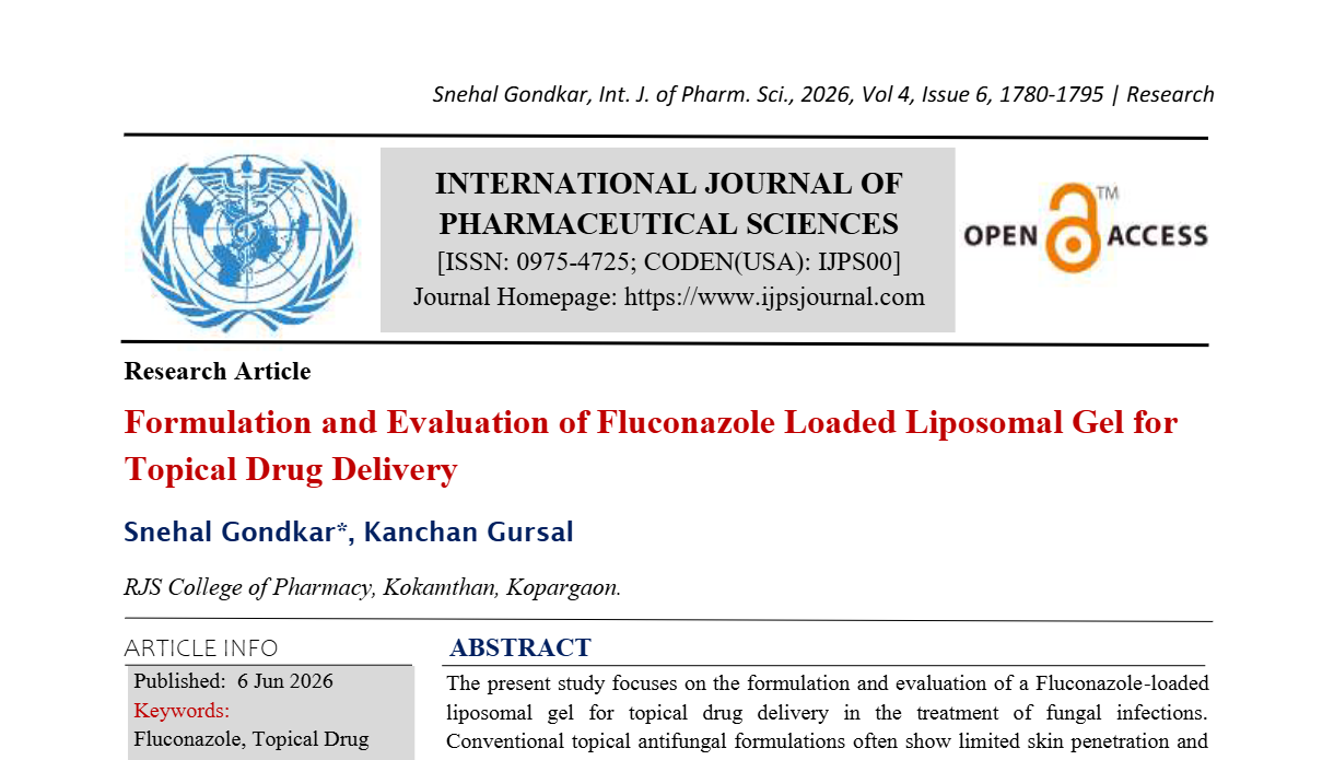 Formulation and Evaluation of Fluconazole Loaded Liposomal Gel for Topical Drug Delivery
