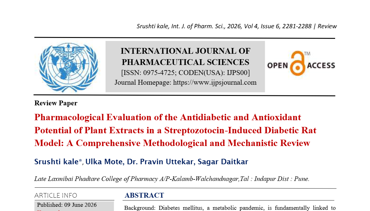 Pharmacological Evaluation of the Antidiabetic and Antioxidant Potential of Plant Extracts in a Streptozotocin-Induced Diabetic Rat Model: A Comprehensive Methodological and Mechanistic Review