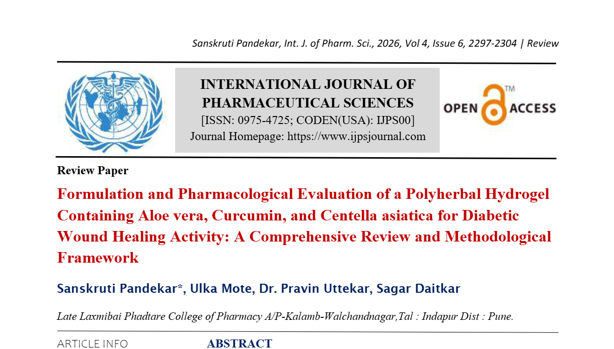 Formulation and Pharmacological Evaluation of a Polyherbal Hydrogel Containing Aloe vera, Curcumin, and Centella asiatica for Diabetic Wound Healing Activity: A Comprehensive Review and Methodological Framework