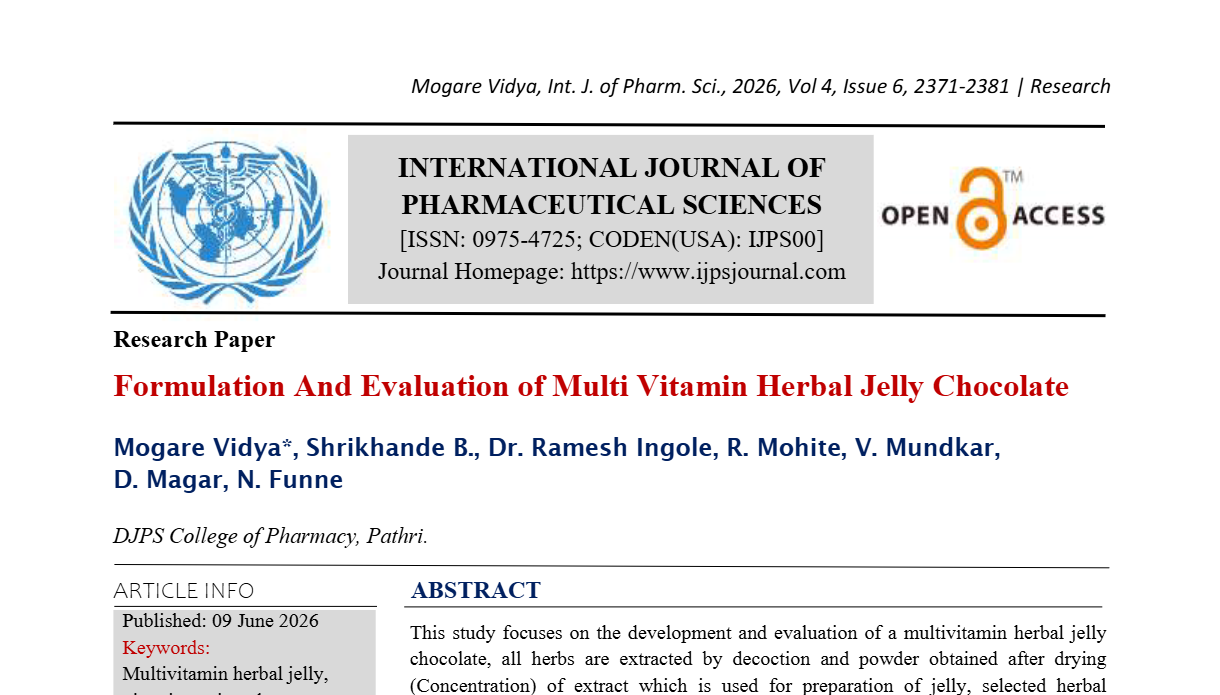 Formulation And Evaluation of Multi Vitamin Herbal Jelly Chocolate