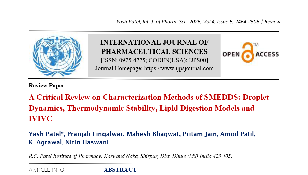 A Critical Review on Characterization Methods of SMEDDS: Droplet Dynamics, Thermodynamic Stability, Lipid Digestion Models and IVIVC