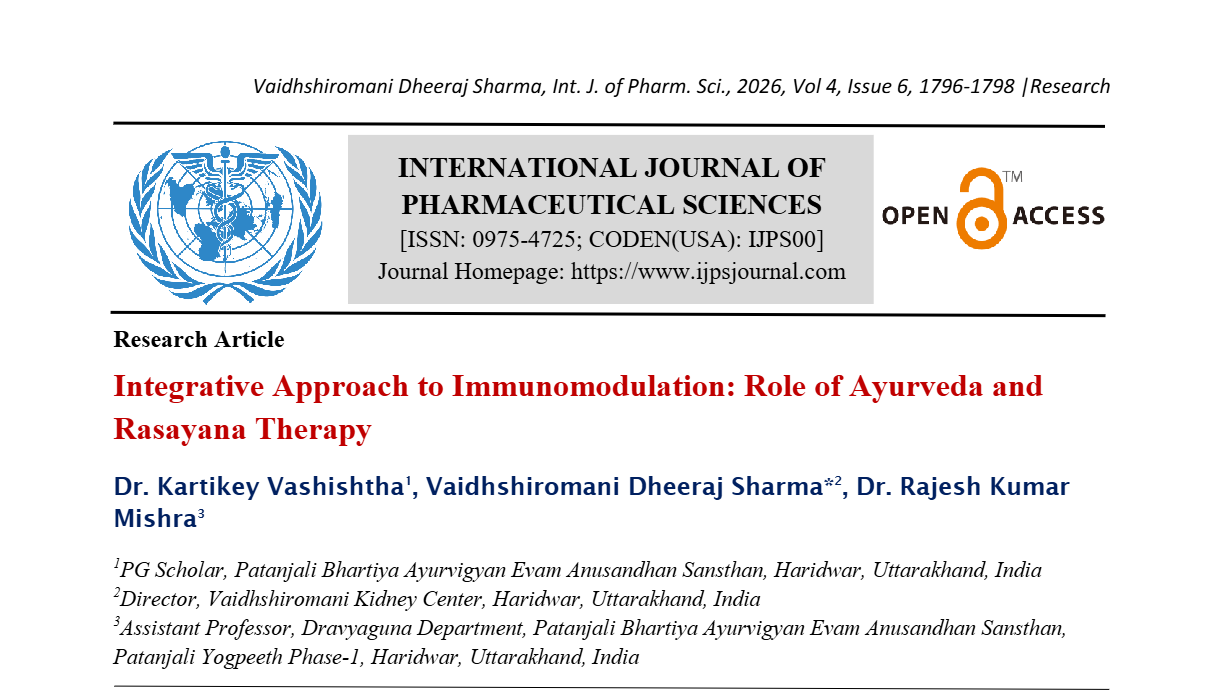 Integrative Approach to Immunomodulation: Role of Ayurveda and Rasayana Therapy