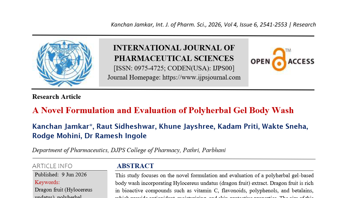 A Novel Formulation and Evaluation of Polyherbal Gel Body Wash