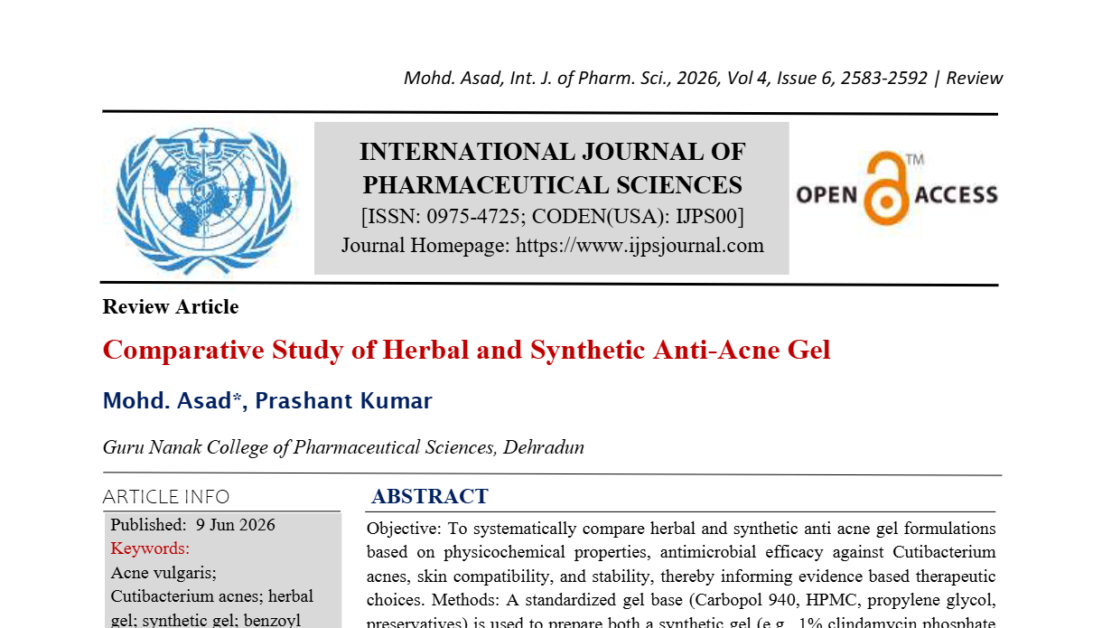 Comparative Study of Herbal and Synthetic Anti-Acne Gel