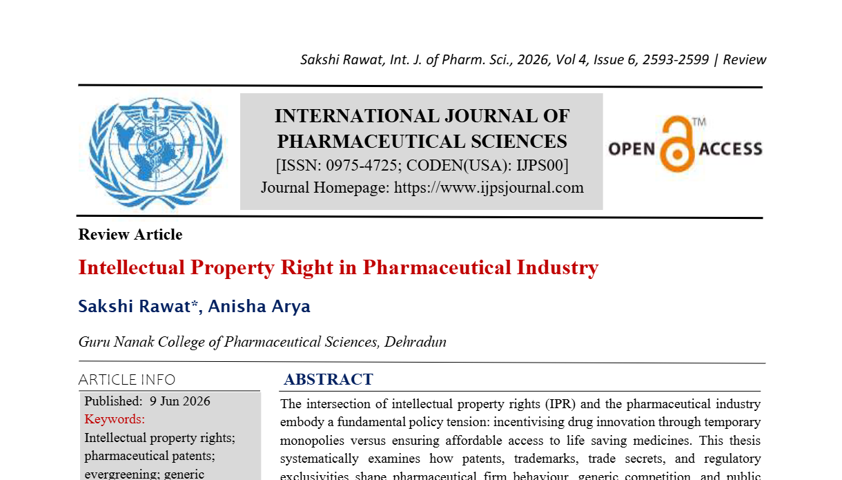 Intellectual Property Right in Pharmaceutical Industry