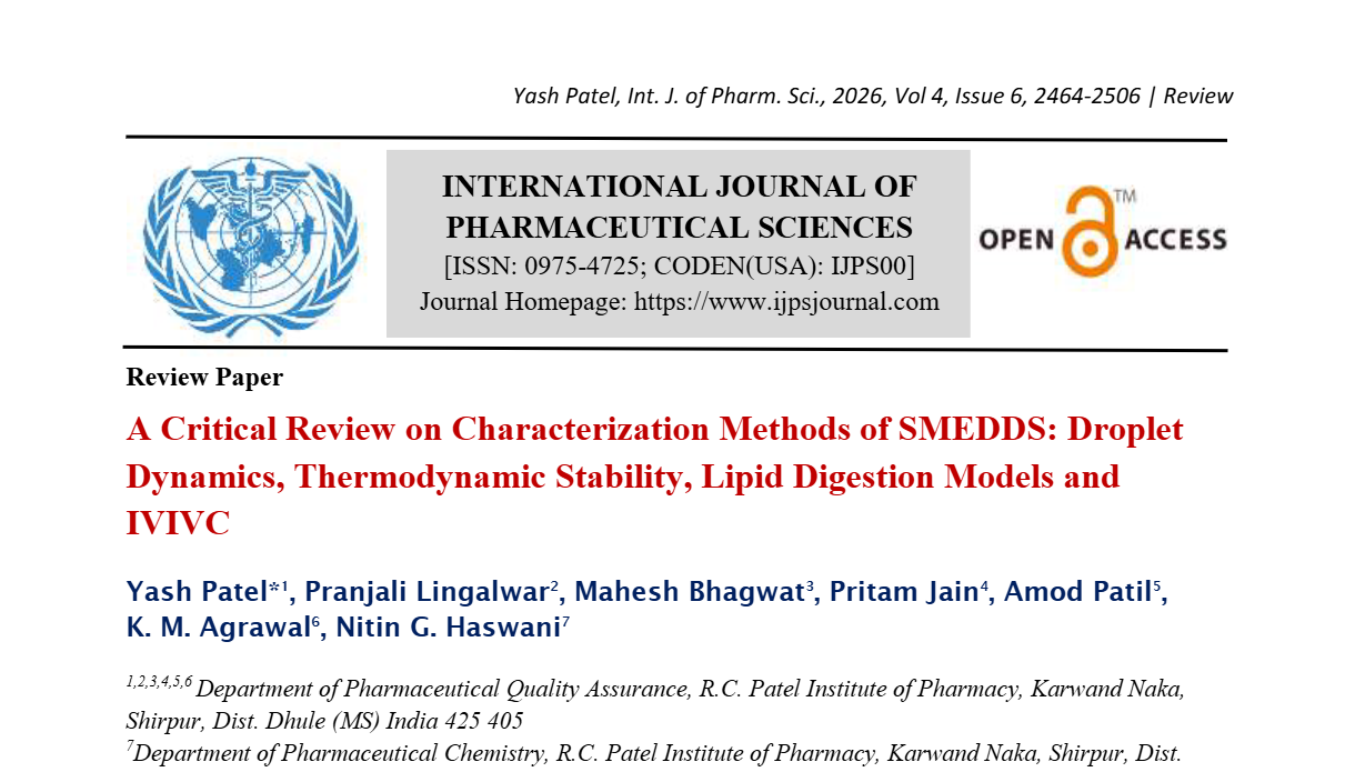 A Critical Review on Characterization Methods of SMEDDS: Droplet Dynamics, Thermodynamic Stability, Lipid Digestion Models and IVIVC