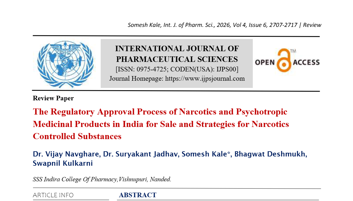 The Regulatory Approval Process of Narcotics and Psychotropic Medicinal Products in India for Sale and Strategies for Narcotics Controlled Substances