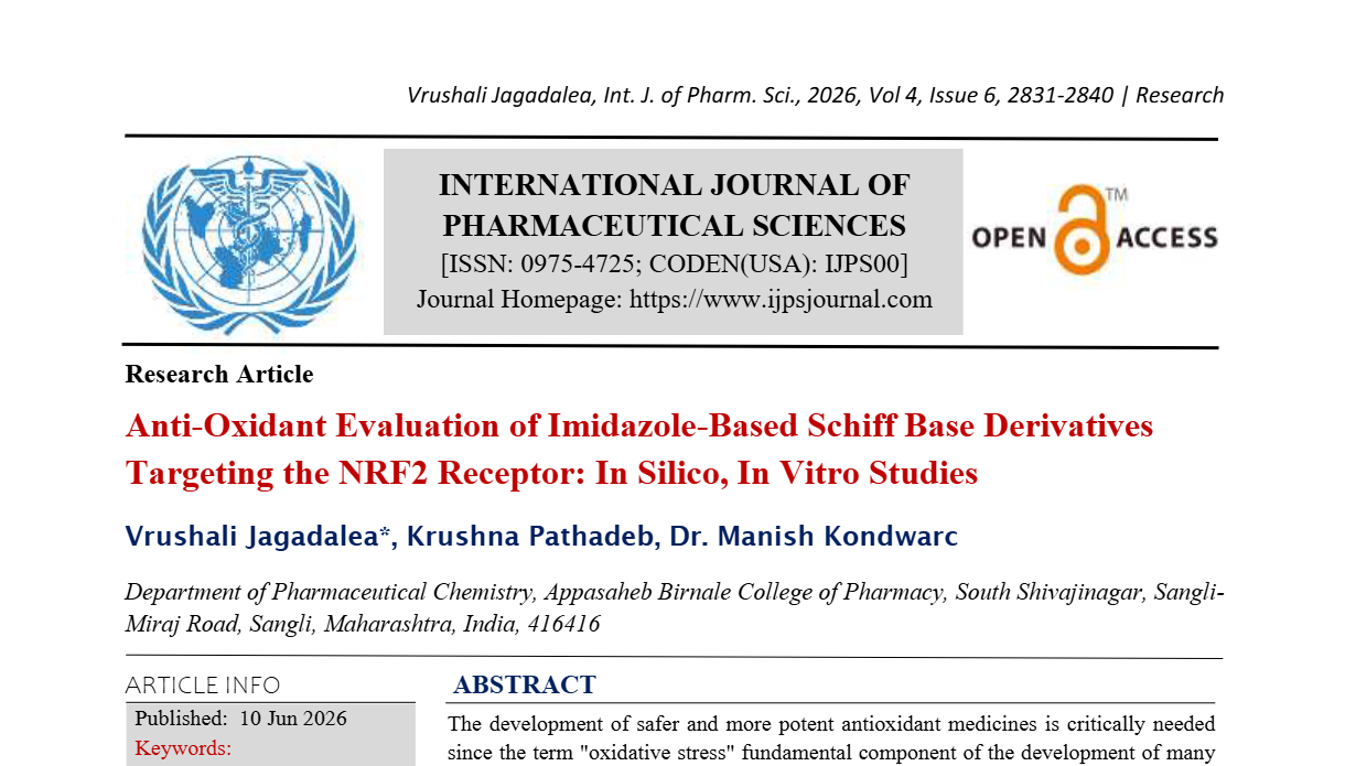 Anti-Oxidant Evaluation of Imidazole-Based Schiff Base Derivatives Targeting the NRF2 Receptor: In Silico, In Vitro Studies