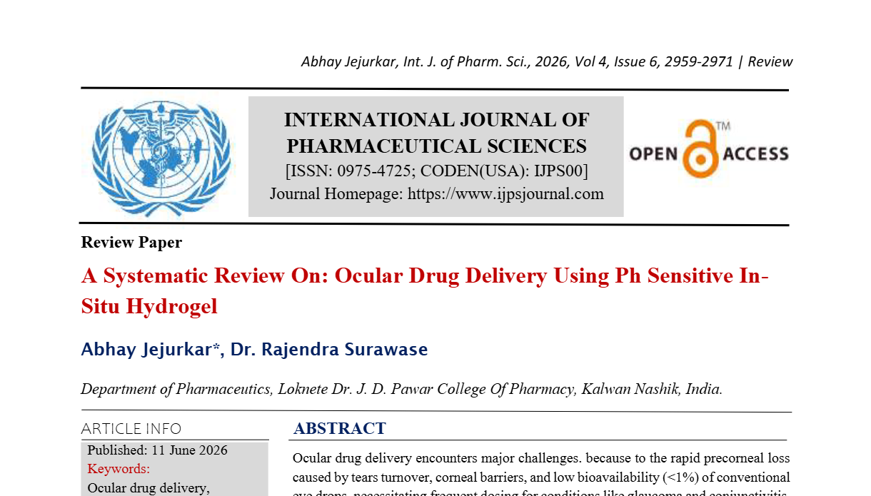 A Systematic Review On: Ocular Drug Delivery Using Ph Sensitive In-Situ Hydrogel