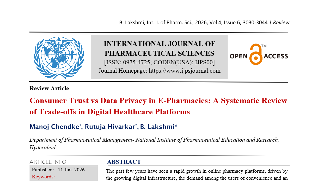 Consumer Trust vs Data Privacy in E-Pharmacies: A Systematic Review of Trade-offs in Digital Healthcare Platforms