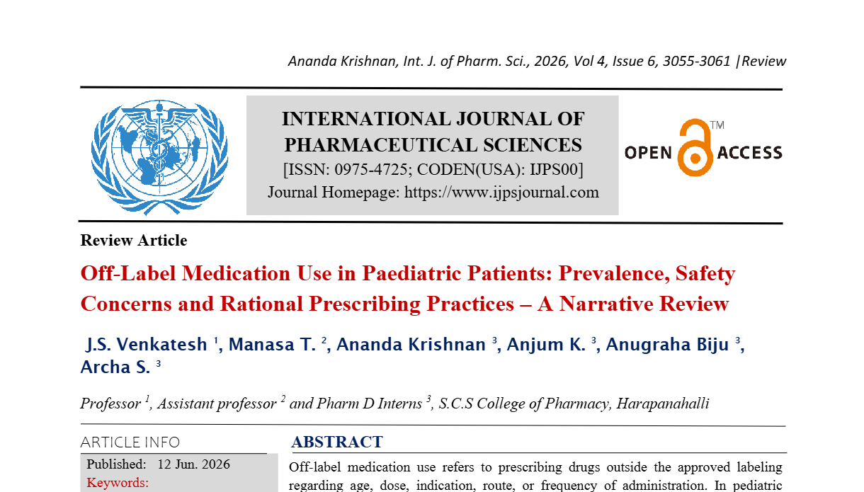 Off-Label Medication Use in Paediatric Patients: Prevalence, Safety Concerns and Rational Prescribing Practices – A Narrative Review
