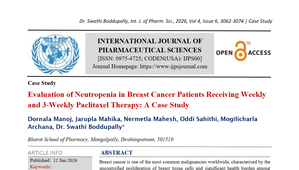 Evaluation of Neutropenia in Breast Cancer Patients Receiving Weekly and 3-Weekly Paclitaxel Therapy: A Case Study