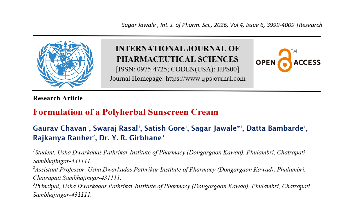Formulation of a Polyherbal Sunscreen Cream | IJPS Journal