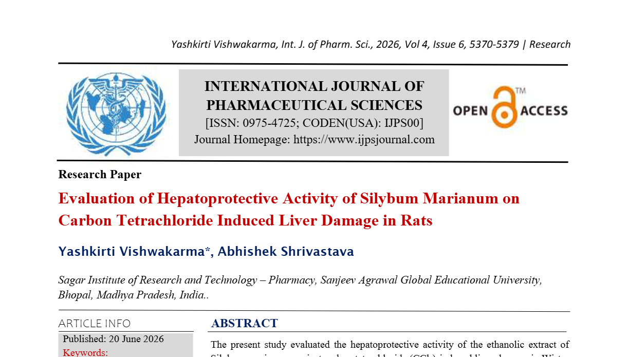 Evaluation of Hepatoprotective Activity of Silybum Marianum on Carbon Tetrachloride Induced Liver Damage in Rats